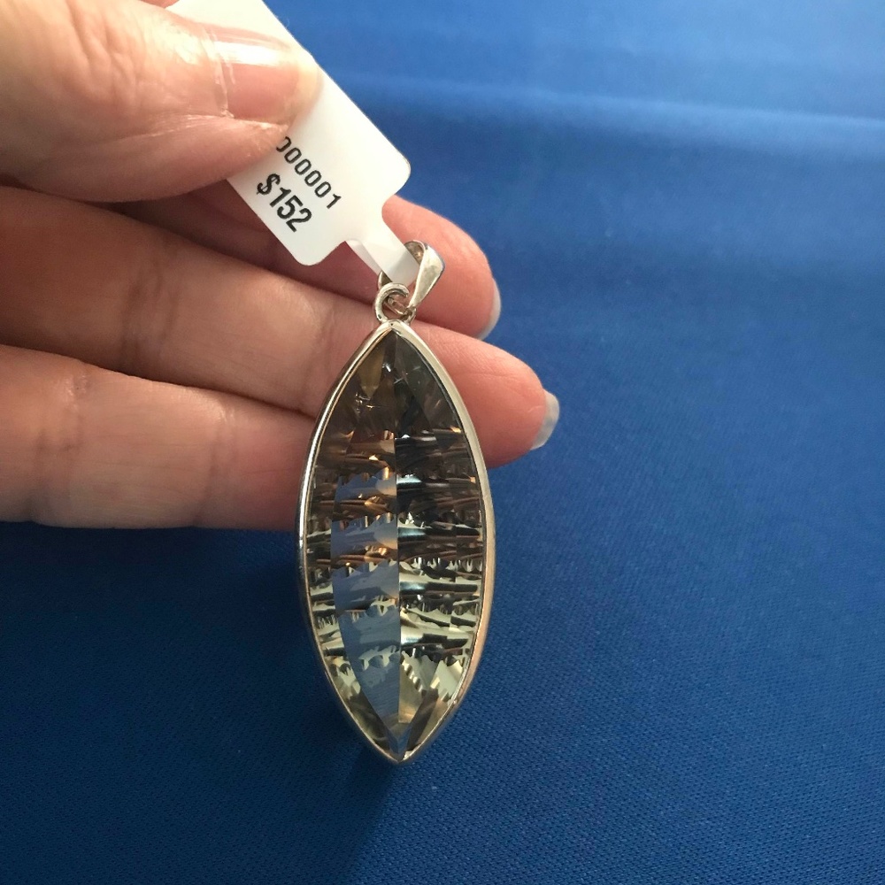 Vintage Sterling Pendant with Large Cut Stone and Custom Casing